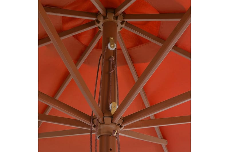 Udendørs Parasol Med Træstang 350 Cm Terracottafarvet - Brun - Parasoller