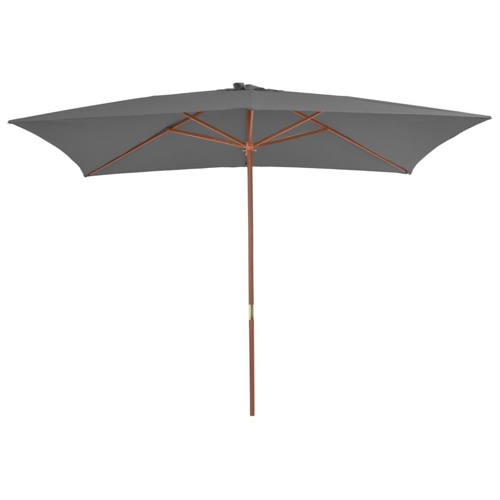 Udendørs Parasol Med Træstang 200 X 300 Cm Antracitgrå - Grå - Havemøbler - Solafskærmning - Parasoller
