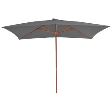 Udendørs Parasol Med Træstang 200 X 300 Cm Antracitgrå - Grå - Havemøbler - Solafskærmning - Parasoller