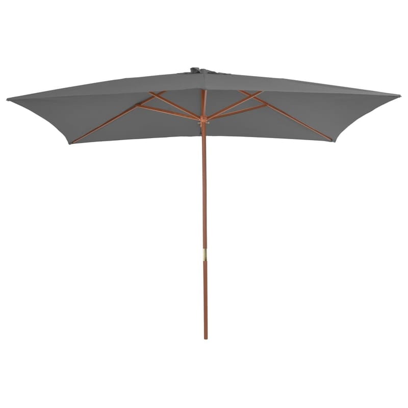 Udendørs Parasol Med Træstang 200 X 300 Cm Antracitgrå - Grå - Havemøbler - Solafskærmning - Parasoller
