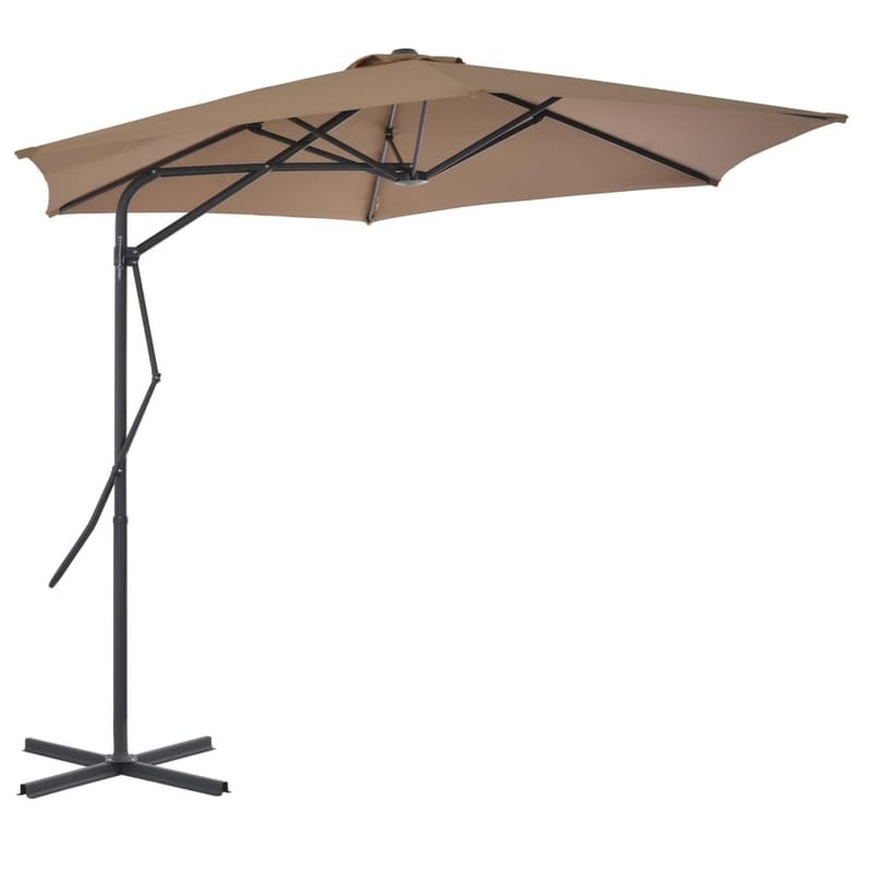 Udendørs Parasol Med Stålstang 300 Cm Gråbrun - Brun - Havemøbler - Solafskærmning - Parasoller