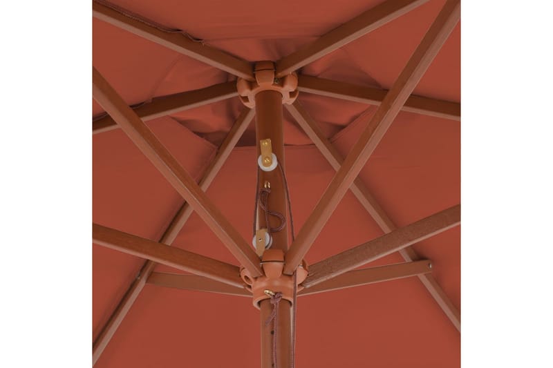 Udendørs Parasol Med Træstang 270 Cm Terracottafarvet - Orange - Parasoller