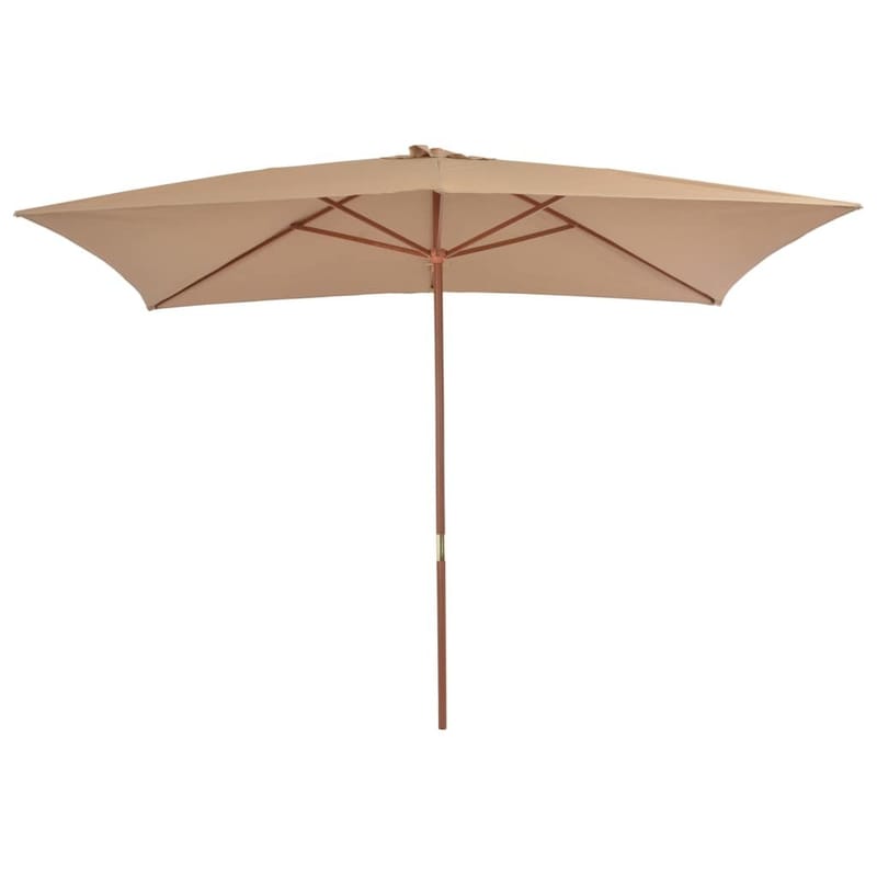 Udendørs Parasol Med Træstang 200 X 300 Cm Gråbrun - Brun - Havemøbler - Solafskærmning - Parasoller