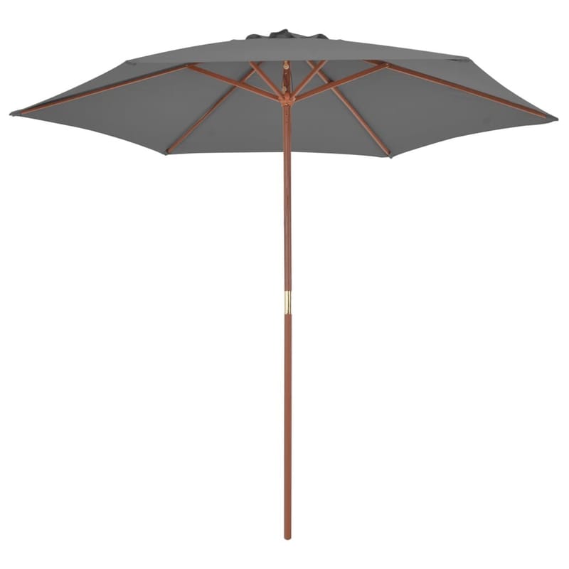 Udendørs Parasol Med Træstang 270 Cm Antracitgrå - Grå - Havemøbler - Solafskærmning - Parasoller