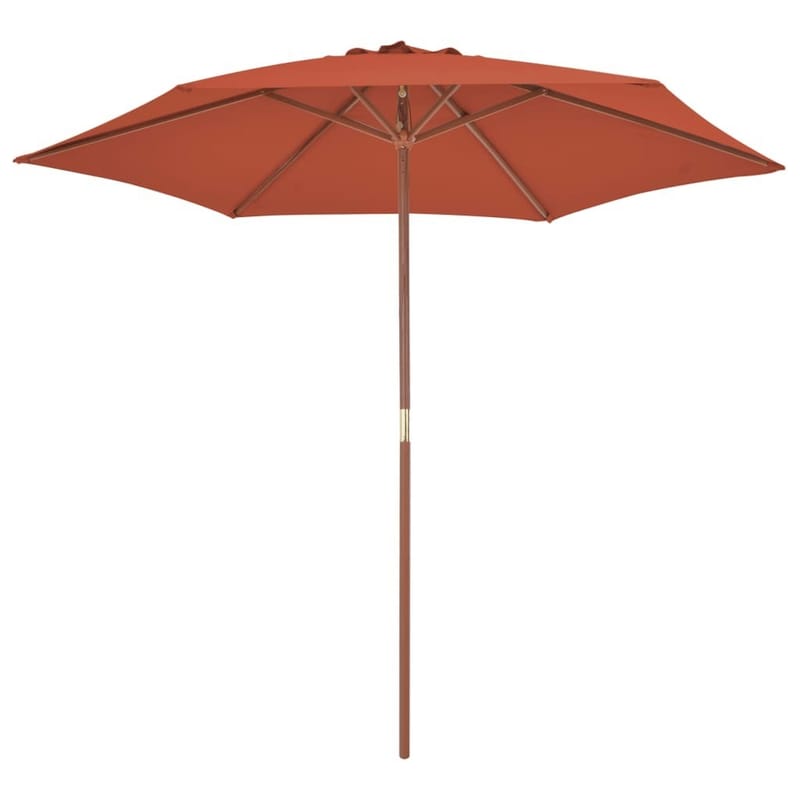 Udendørs Parasol Med Træstang 270 Cm Terracottafarvet - Orange - Parasoller