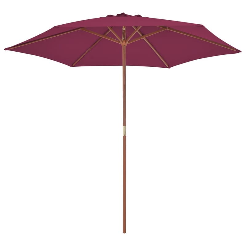 Udendørs Parasol Med Træstang 270 Cm Bordeauxrød - Rød - Havemøbler - Solafskærmning - Parasoller