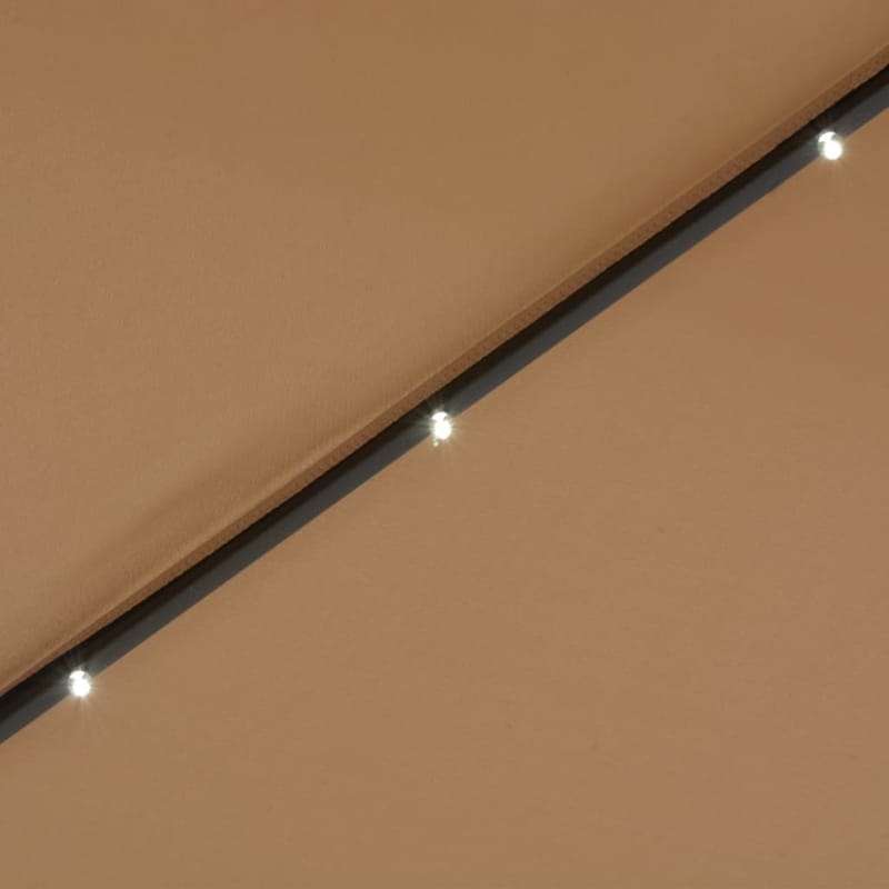 Udendørs Parasol Med Led-Lys Og Stålstang 300 Cm Gråbrun - Brun - Havemøbler - Solafskærmning - Parasoller