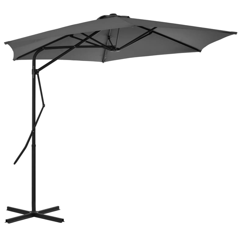 Udendørs Parasol Med Stålstang 300 Cm Antracitgrå - Grå - Havemøbler - Solafskærmning - Parasoller