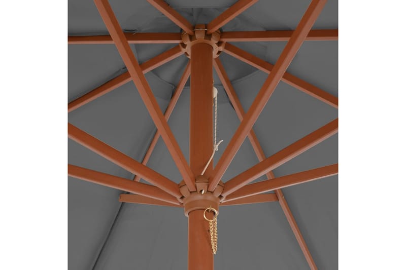 Udendørs Parasol Med Træstang 300 Cm Antracitgrå - Grå - Parasoller