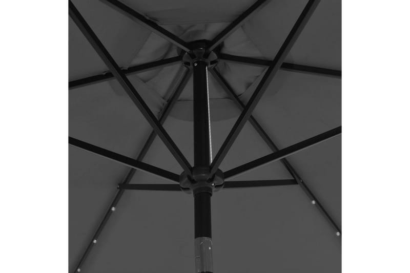 Udendørs Parasol Med Led-Lys Og Stålstang 300 Cm Antracitgrå - Grå - Parasoller