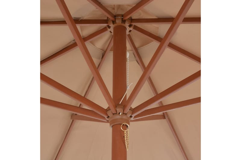 Udendørs Parasol Med Træstang 300 Cm Gråbrun - Brun - Parasoller