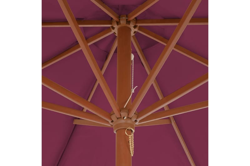Udendørs Parasol Med Træstang 300 Cm Bordeauxrød - Rød - Parasoller