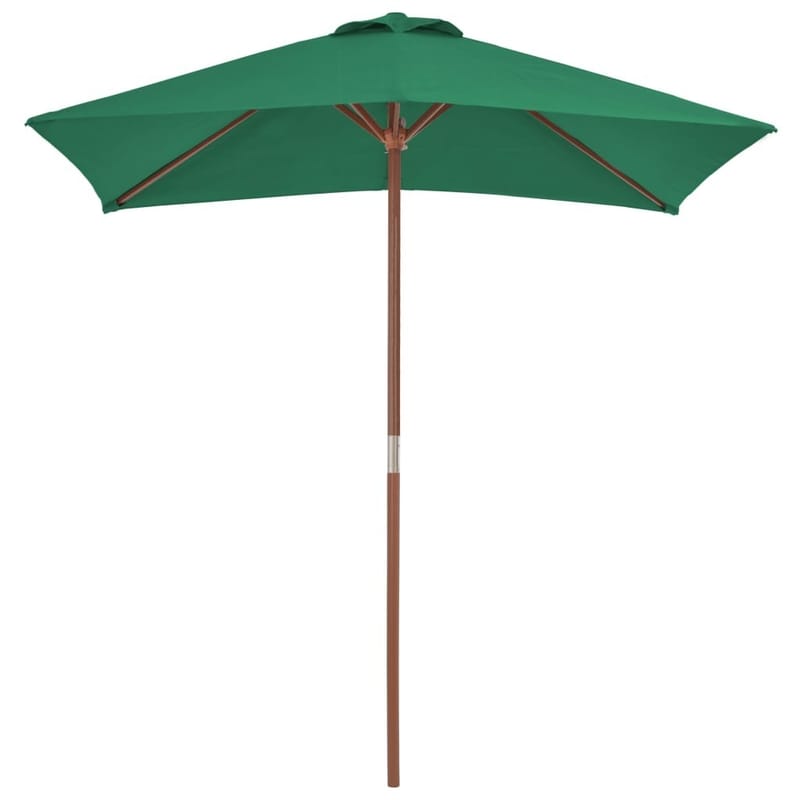 Udendørs Parasol Med Træstang 150 X 200 Cm Grøn - Grøn - Havemøbler - Solafskærmning - Parasoller