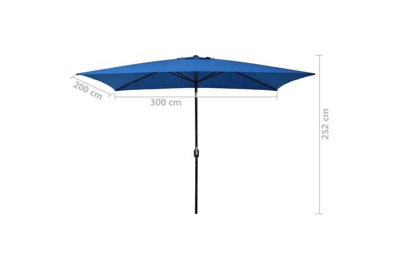 Udendørsparasol Med Metalstang 300 X 200 cm Azurblå - Blå - Havemøbler - Solafskærmning - Parasoller