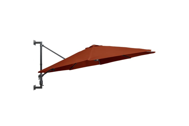 Væghængt Parasol Med Metalstang 300 cm Terracotta - Brun - Havemøbler - Solafskærmning - Parasoller