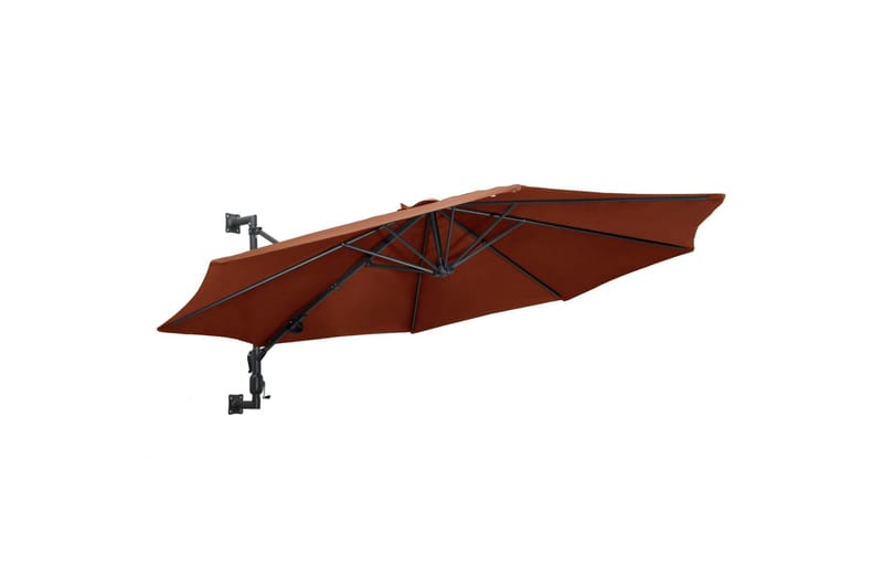 Væghængt Parasol Med Metalstang 300 cm Terracotta - Brun - Parasoller