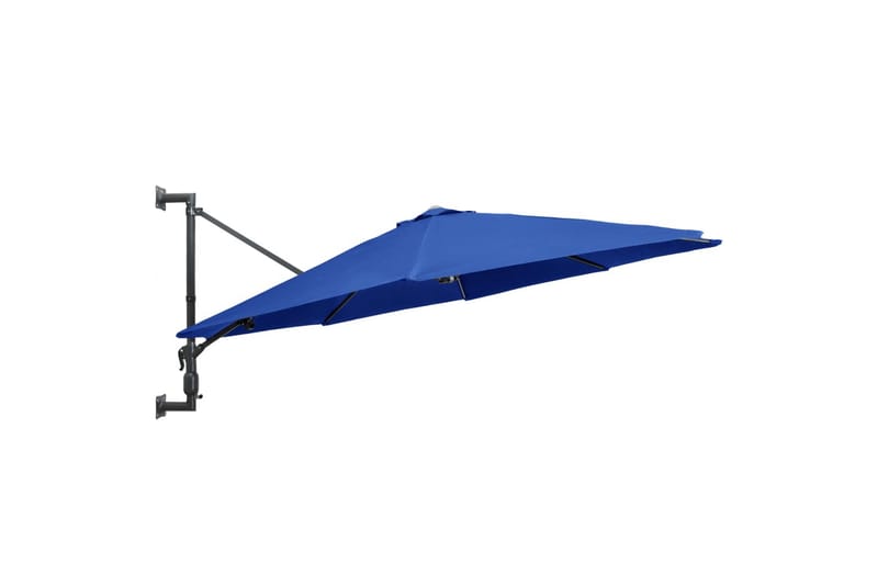 Væghængt Parasol Med Metalstang 300 cm Blå - Blå - Havemøbler - Solafskærmning - Parasoller