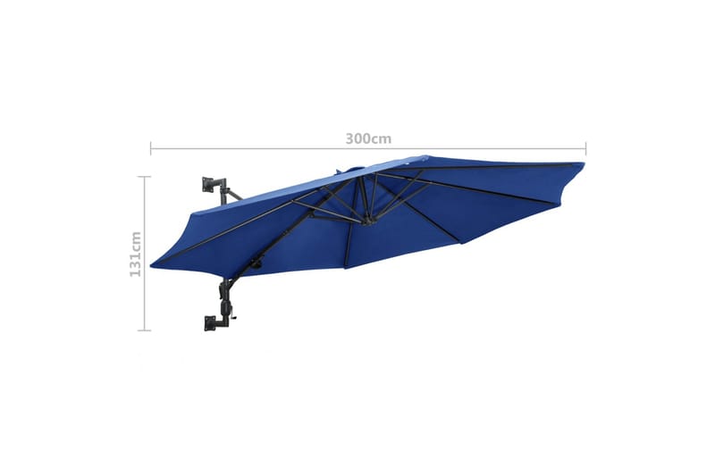 Væghængt Parasol Med Metalstang 300 cm Blå - Blå - Havemøbler - Solafskærmning - Parasoller