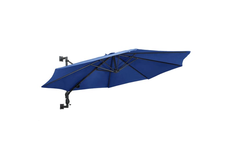 Væghængt Parasol Med Metalstang 300 cm Blå - Blå - Havemøbler - Solafskærmning - Parasoller