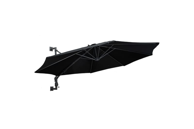 Væghængt Parasol Med Metalstang 300 cm Sort - Sort - Havemøbler - Solafskærmning - Parasoller