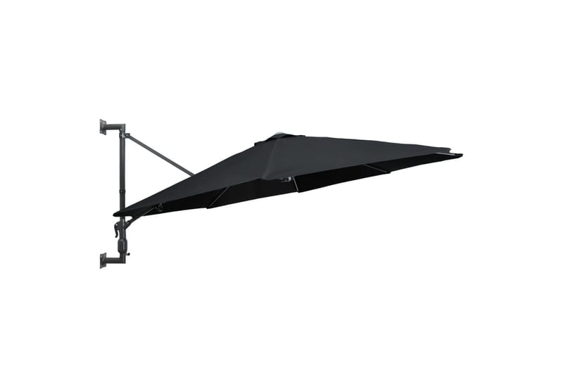 Væghængt Parasol Med Metalstang 300 cm Sort - Sort - Havemøbler - Solafskærmning - Parasoller