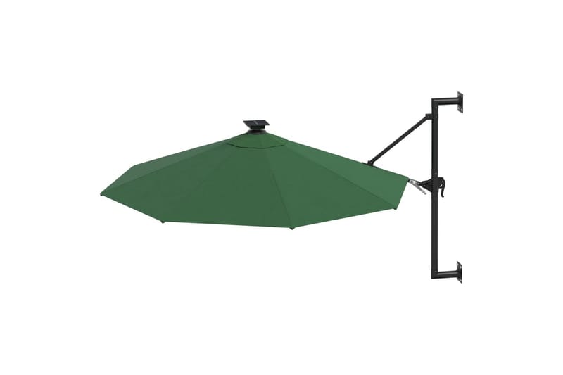 væghængt parasol med LED og metalstang 300 cm grøn - Grøn - Havemøbler - Solafskærmning - Parasoller