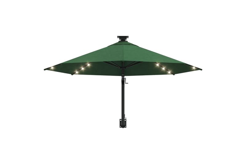 væghængt parasol med LED og metalstang 300 cm grøn - Grøn - Parasoller