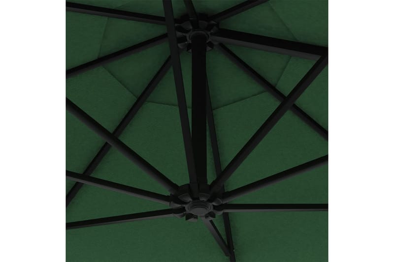 væghængt parasol med LED og metalstang 300 cm grøn - Grøn - Havemøbler - Solafskærmning - Parasoller