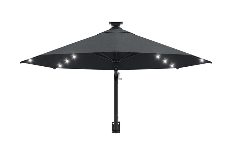 væghængt parasol med LED metalstang 300 cm antracitgrå - Antracit - Parasoller