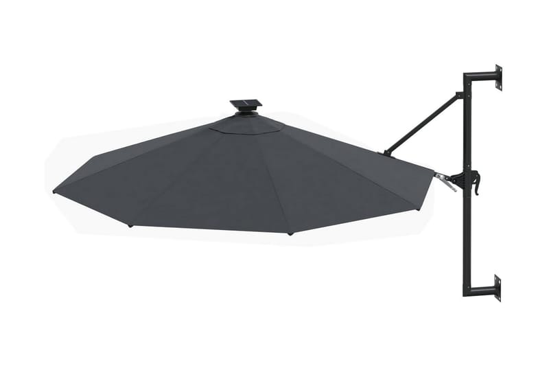 væghængt parasol med LED metalstang 300 cm antracitgrå - Antracit - Parasoller