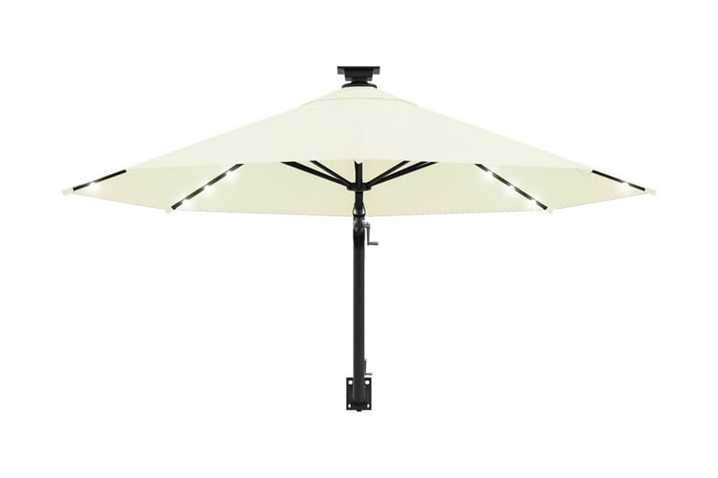 væghængt parasol med LED metalstang 300 cm sandfarvet - Creme - Parasoller