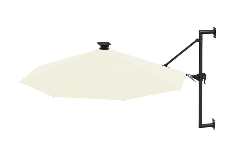 væghængt parasol med LED metalstang 300 cm sandfarvet - Creme - Parasoller