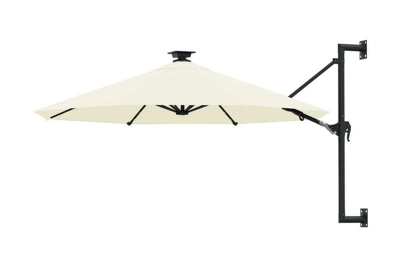 væghængt parasol med LED metalstang 300 cm sandfarvet - Creme - Parasoller