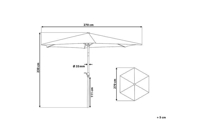 Varese Ii Parasol 230 cm - Lysegrå - Parasoller