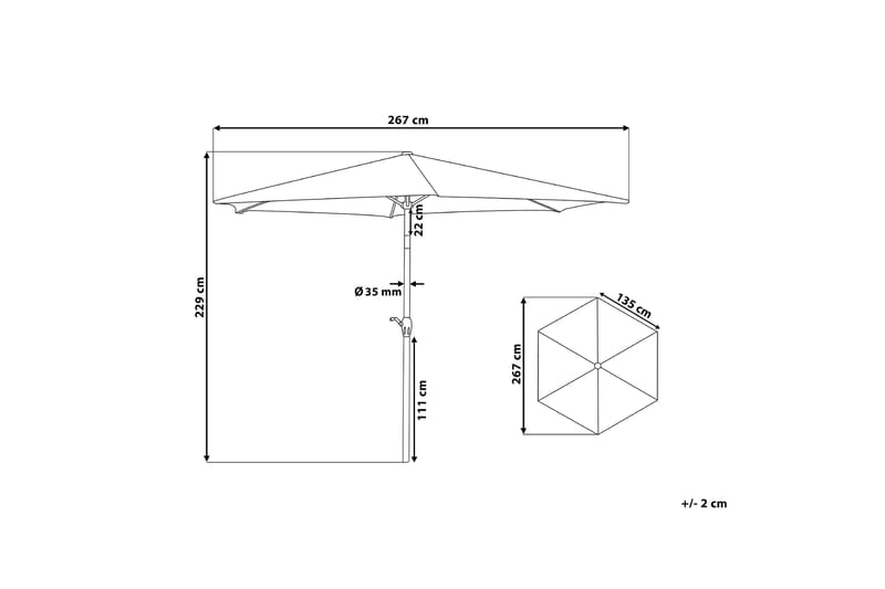 Varese Parasol 230 cm - Grå - Parasoller