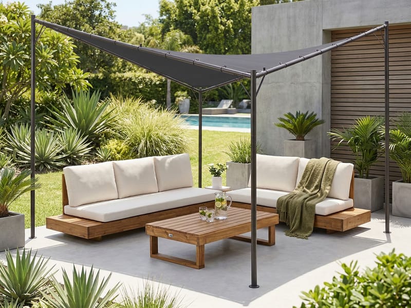 Pavillon Aventine 300 cm Stål - Grå/Sort - Havemøbler - Solafskærmning - Pergola