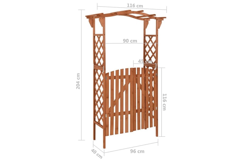 pergola med låge 116x40x204 cm massivt grantræ - Brun - Grilltelt - Pergola