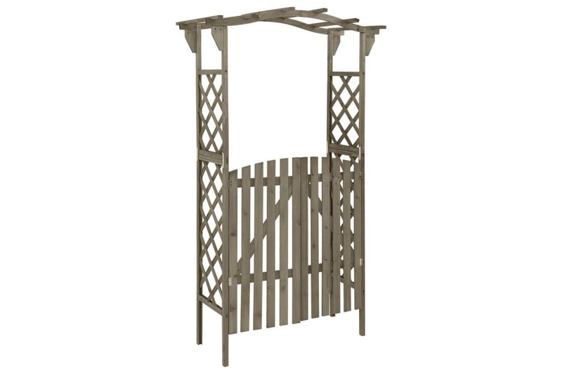 pergola med låge 116x40x204 cm massivt grantræ grå - Grå - Grilltelt - Pergola