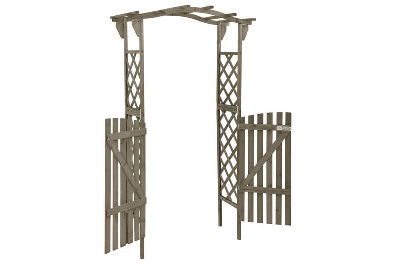 pergola med låge 116x40x204 cm massivt grantræ grå - Grå - Grilltelt - Pergola