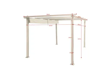Porto Stor Pergola 4x3 m i aluminium med tag - Beige - Havemøbler - Solafskærmning - Pergola