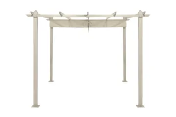 Porto Stor Pergola 4x3 m i aluminium med tag - Beige - Havemøbler - Solafskærmning - Pergola