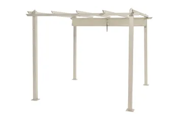 Porto Stor Pergola 4x3 m i aluminium med tag - Beige - Havemøbler - Solafskærmning - Pergola