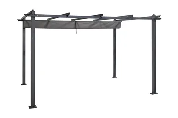 Porto Stor Pergola 4x3 m i aluminium med tag - Mørkegrå - Havemøbler - Solafskærmning - Pergola