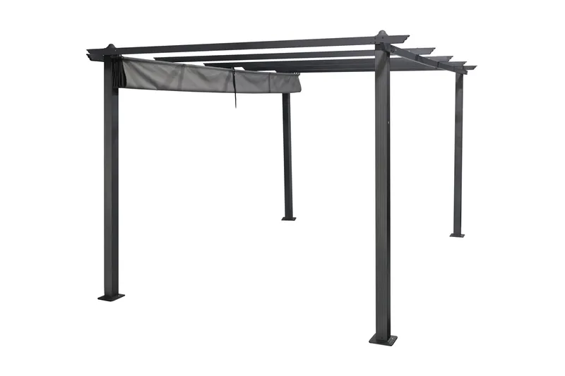 Porto Stor Pergola 4x3 m i aluminium med tag - Mørkegrå - Havemøbler - Solafskærmning - Pergola