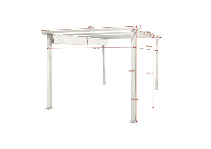 Porto Stor Pergola 4x3 m i aluminium med tag - Hvid - Havemøbler - Solafskærmning - Pergola