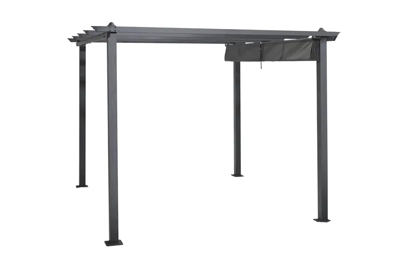 Porto Pergola 3x3 m i aluminium med tag til solafskærmning - Mørkegrå - Havemøbler - Solafskærmning - Pergola