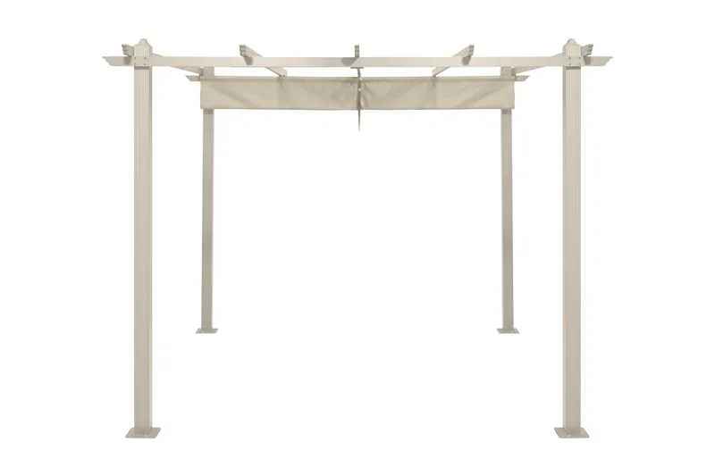 Porto Pergola 3x3 m i aluminium med tag til solafskærmning - Beige - Havemøbler - Solafskærmning - Pergola