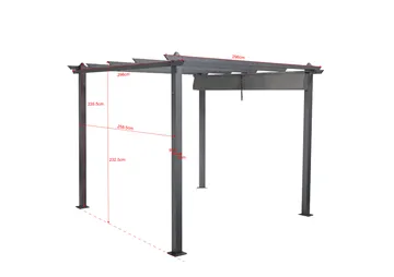 Porto Pergola 3x3 m i aluminium med tag til solafskærmning - Mørkegrå - Havemøbler - Solafskærmning - Pergola