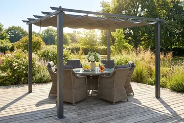 Porto Pergola 3x3 m i aluminium med tag til solafskærmning - Mørkegrå - Havemøbler - Solafskærmning - Pergola