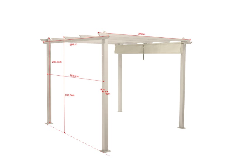 Porto Pergola 3x3 m i aluminium med tag til solafskærmning - Beige - Havemøbler - Solafskærmning - Pergola